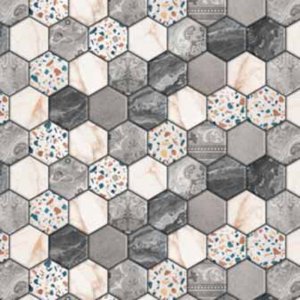 Samolepicí fólie Hexatiles, šedé šestihranné kachličky hexagonální , šířka 45 cm, metráž - cena za 1 metr / 55846 samolepící tapeta Venilia