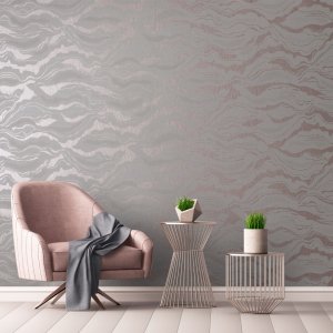 Luxusní futuristická šedá, lila reliéfní tapeta Reflection 30025HTM / vliesové tapety na zeď 30025-HTM Slow Living (0,53 x 10,05 m) Hohenberger